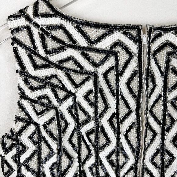 Dynasty Black Velvet Mini Dress Vintage 60s Beaded Sequin - Picture 7 of 14